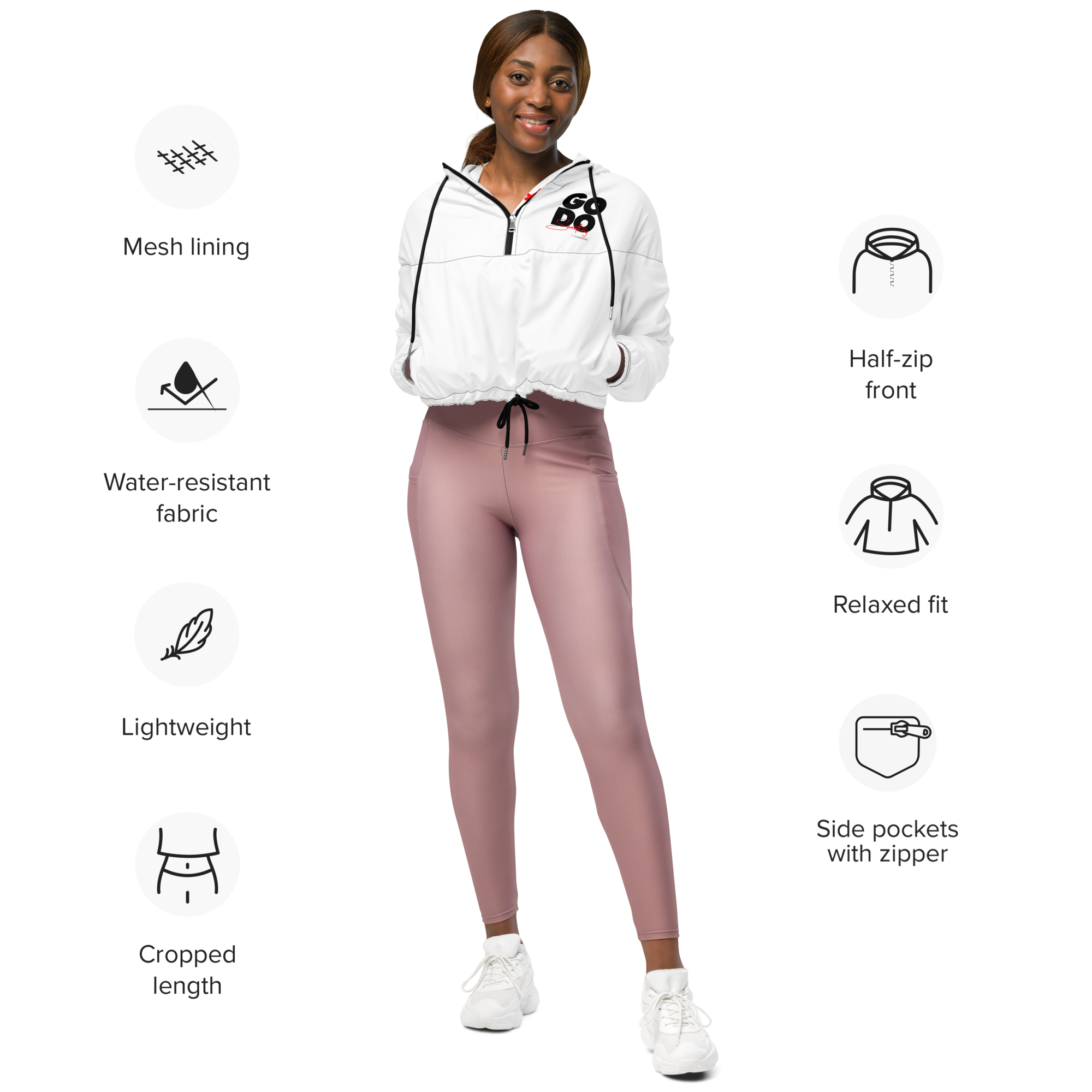 Womens top cropped windbreaker